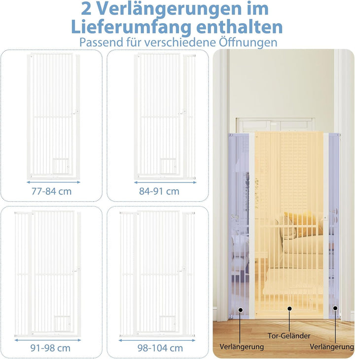 COSTWAY Türschutzgitter Hunde, Absperrgitter ganz hoch, 77-104 cm x 171 cm, Schutzgitter mit Kleiner