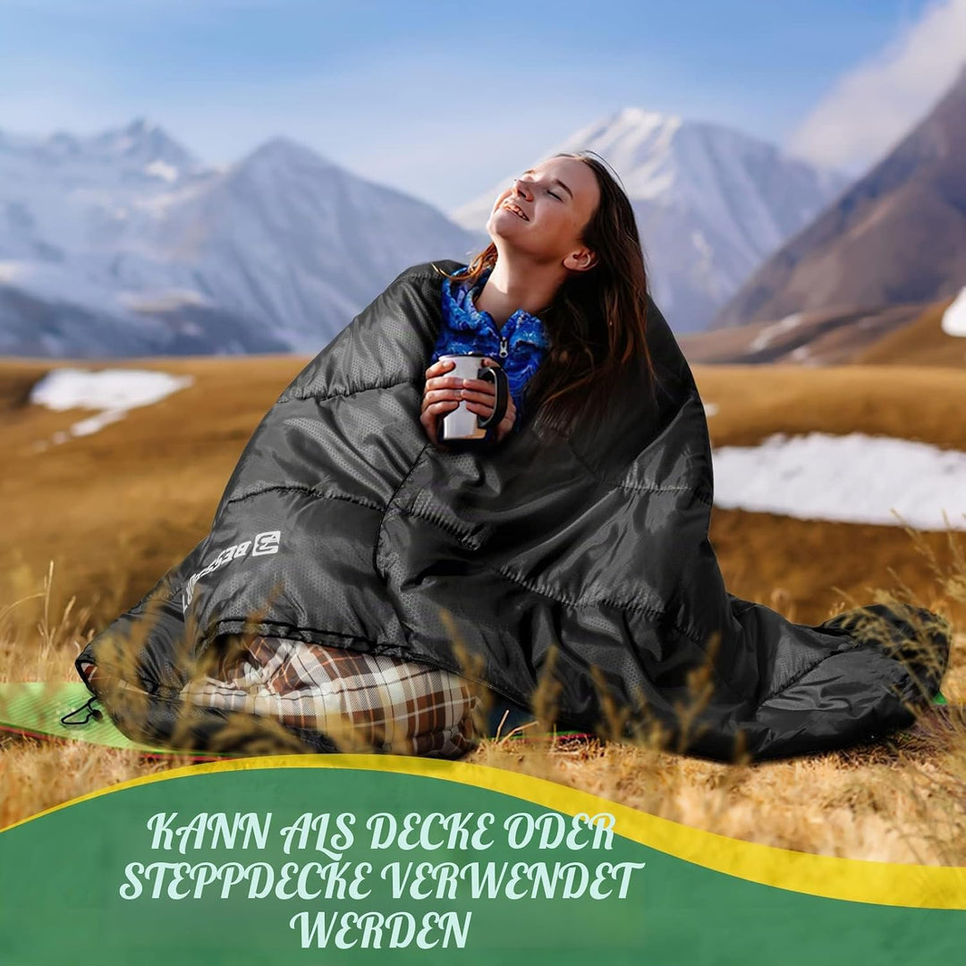 Bessport Schlafsack 7°C – 15°C, 3-Jahreszeiten Schlafsack Ultraleicht Kompakt Leicht Kleines Packmas