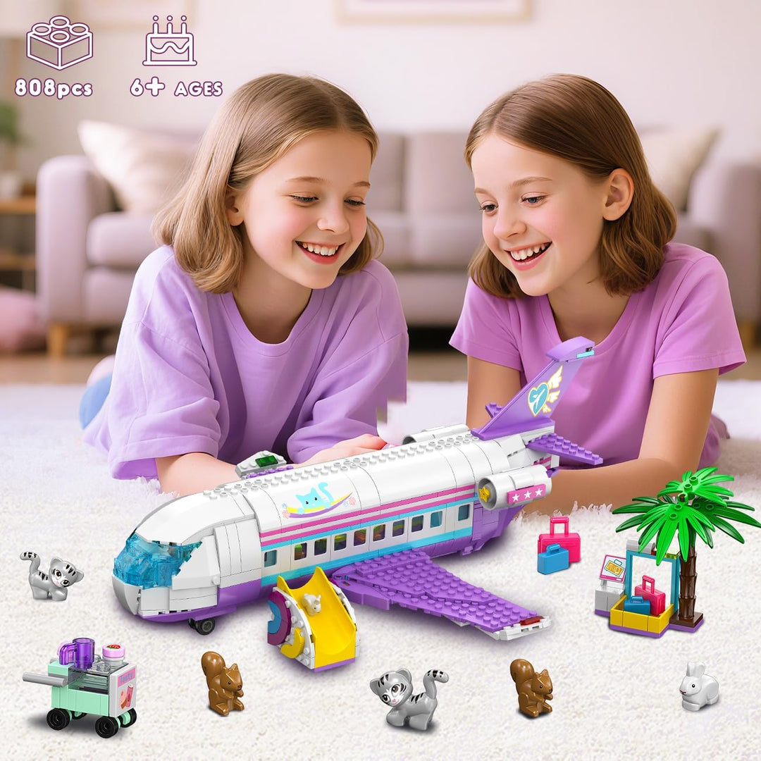 HOGOKIDS 3-in-1 Friends Flugzeug Bauspielzeug Set - 808pcs Flugzeug/Boot/Wohnmobil VanBausteine Spie