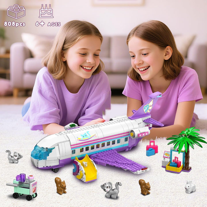 HOGOKIDS 3-in-1 Friends Flugzeug Bauspielzeug Set - 808pcs Flugzeug/Boot/Wohnmobil VanBausteine Spie