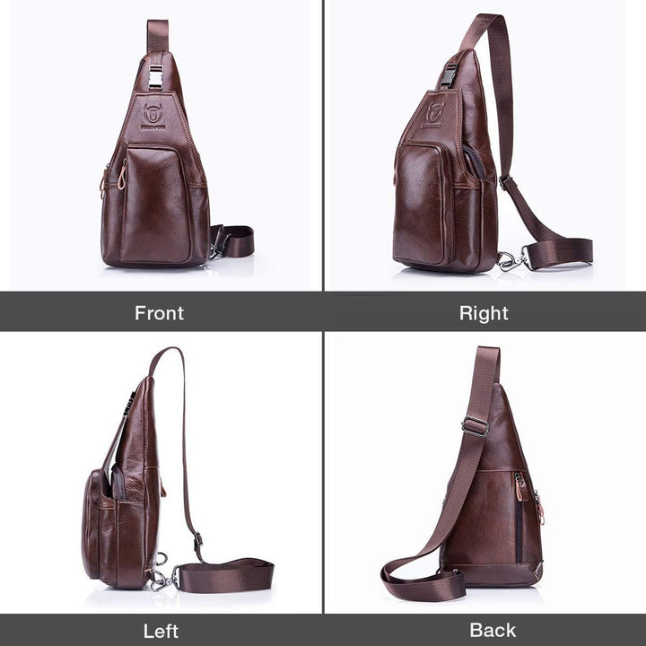 BULLCAPTAIN Tasche Leder Herren Sling Bag, Umhängetasche, Brusttasche, Rucksack zum Wandern, Radfahr