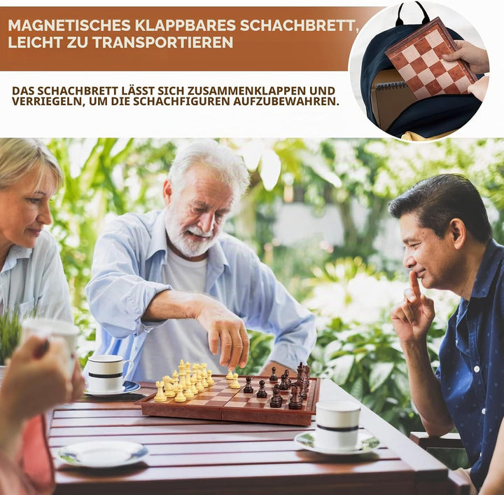 Peradix 2 in 1 Magnetisch Schachspiel für Kinder,Magnet Schachbrett&amp;Dame, Klappbar Schach Reiseschac