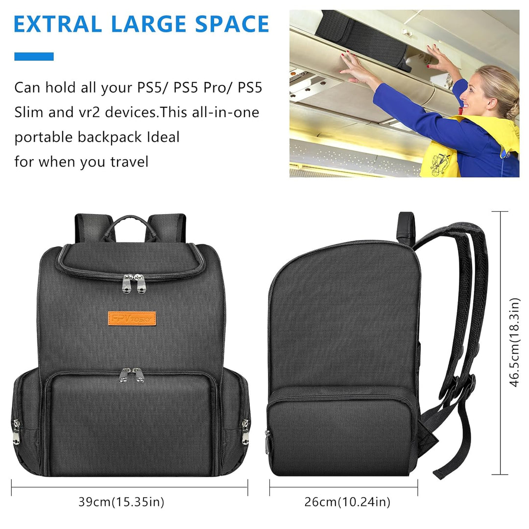 FPVtosky 2-IN-1 Rucksack für PS5 & PSVR2, grosse Reisetasche für Playstation VR2 & PS 5, schützende