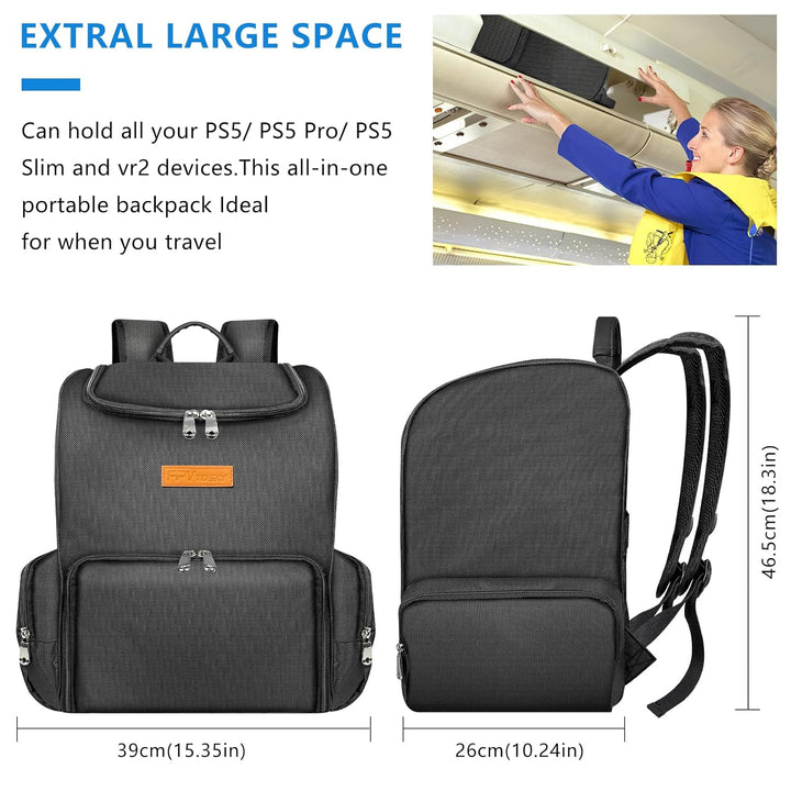 FPVtosky 2-IN-1 Rucksack für PS5 & PSVR2, grosse Reisetasche für Playstation VR2 & PS 5, schützende