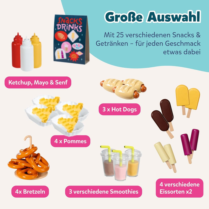 BABY born Snack Shop, Essensstand für Puppen mit Soundeffekten, 25 Verschiedene Fastfood-Snacks, 835