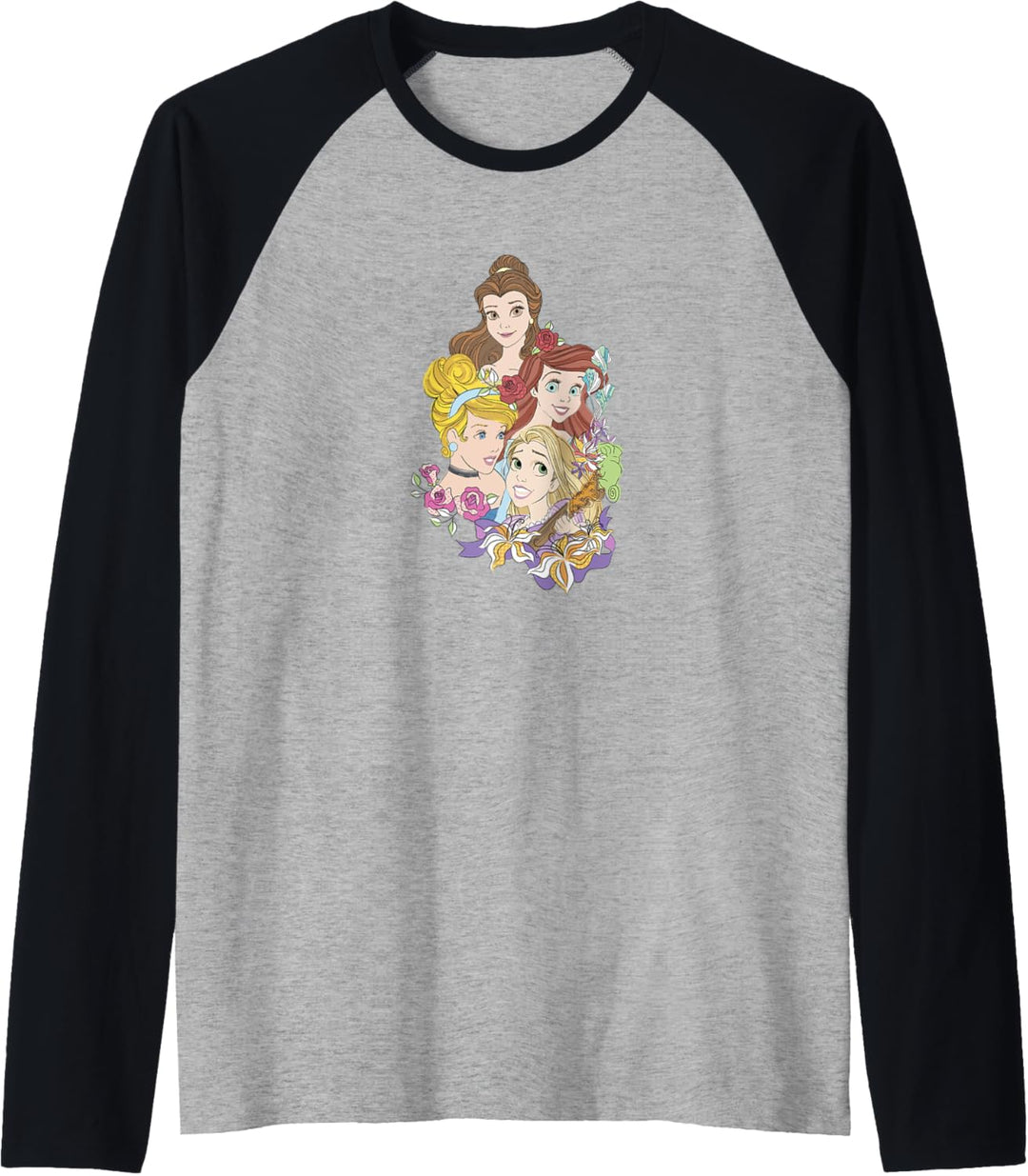 Disney Princess Floral Belle Cinderella Ariel Rapunzel Raglan