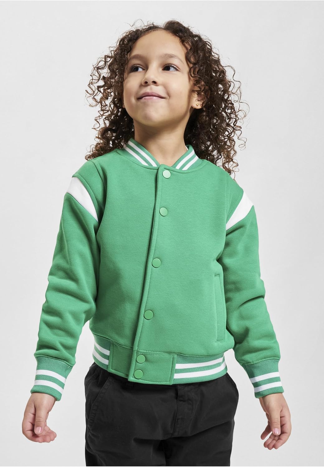 Urban Classics Herren Boys Inset College Sweat Jacket 158-164 bodegagreen/white, 158-164 bodegagreen