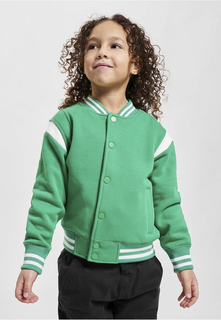Urban Classics Herren Boys Inset College Sweat Jacket 158-164 bodegagreen/white, 158-164 bodegagreen