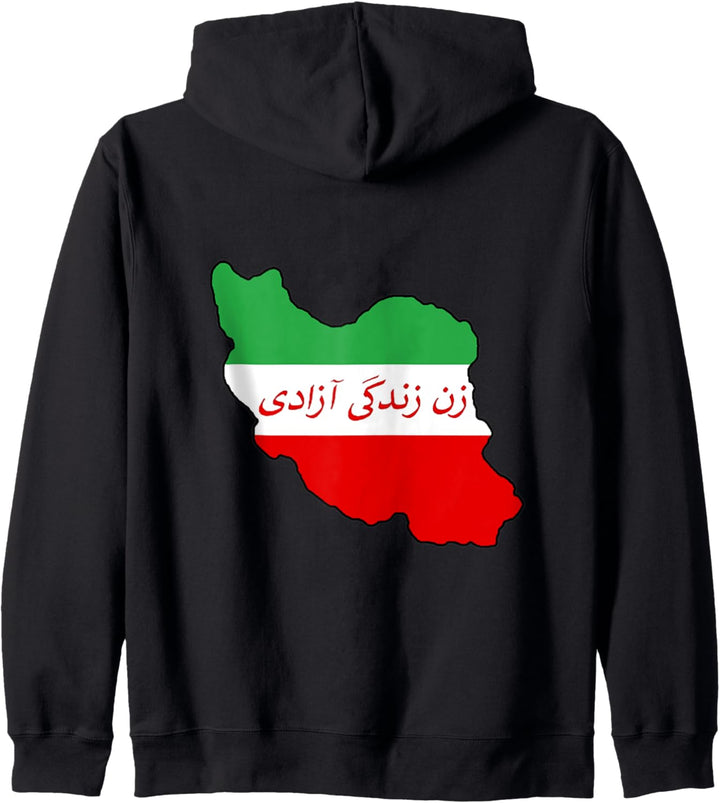 Zan Zendegi Azadi mit Karte und Flaggencolos Kapuzenjacke