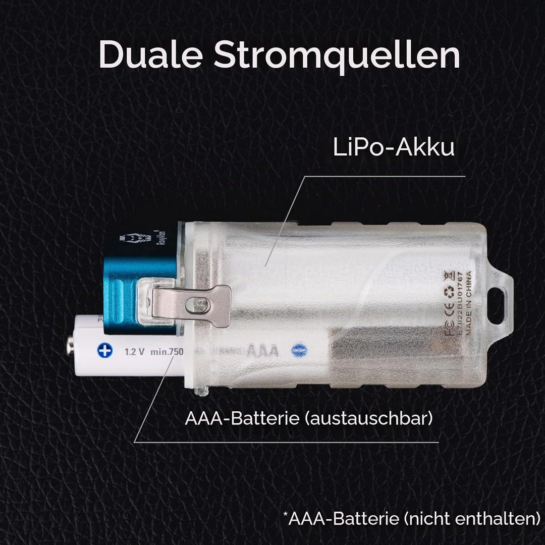 RovyVon E7R Schlüsselanhänger-Taschenlampe, leuchtet im Dunkeln, Dual-Power 700 Lumen, mit Lockout-M