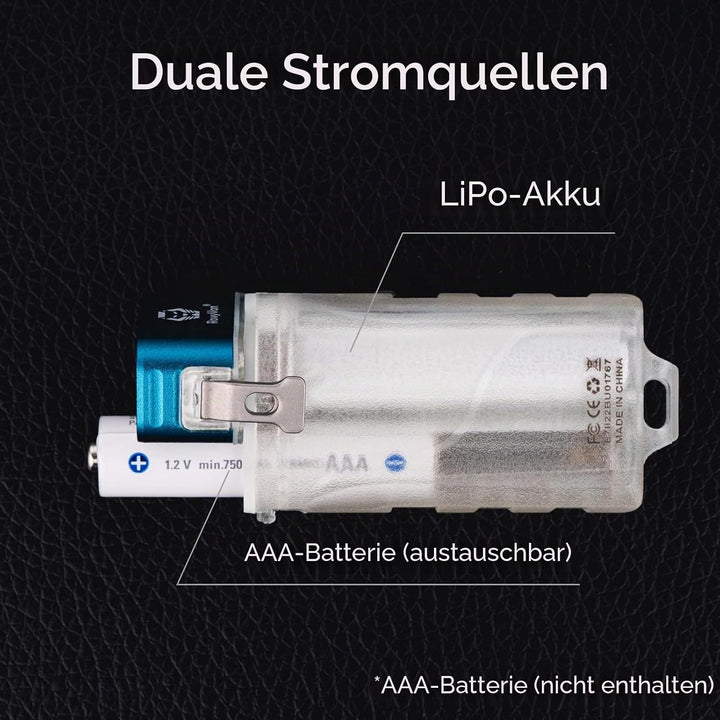 RovyVon E7R Schlüsselanhänger-Taschenlampe, leuchtet im Dunkeln, Dual-Power 700 Lumen, mit Lockout-M
