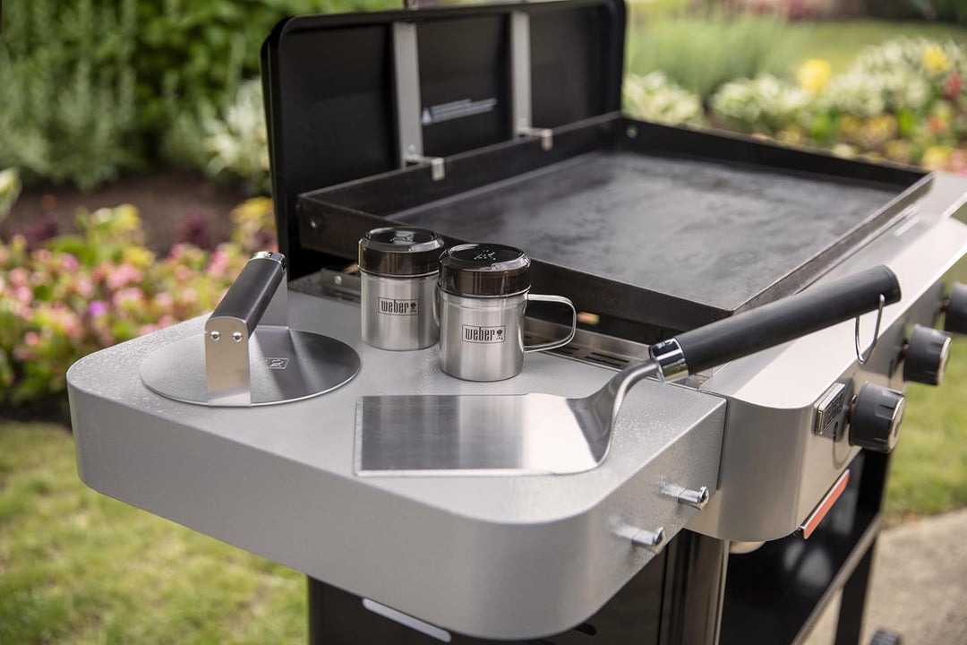 Weber Smashed Burger Set/besteht aus Burger Presse, Wender und 2X Gewürzstreuern, aus Edelstahl - Si
