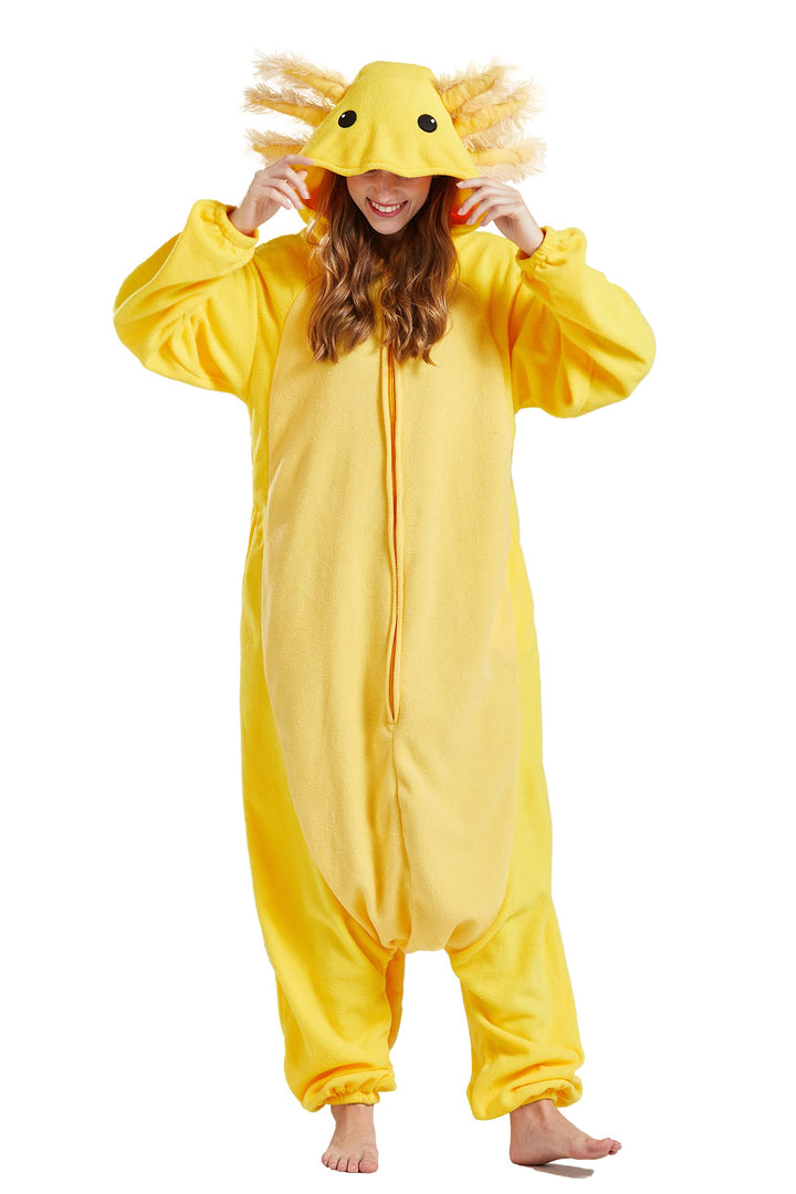 DELEY Unisex Axolotl Strampler Erwachsene Halloween Kostüm Anime Axolotl Cosplay Pyjamas Warme Nacht