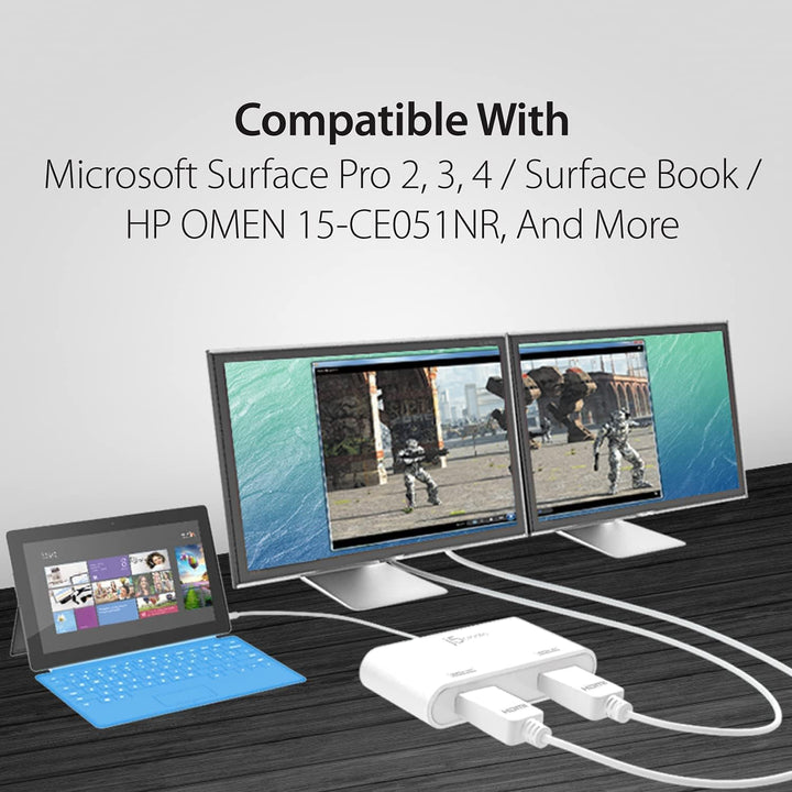j5create Mini DisplayPort auf Dual 4K HDMI MST Adapter, Kompatibel mit Microsoft Surface Pro, Surfac
