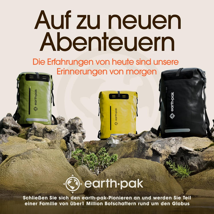 Earth Pak wasserdichter Rucksack – 35L / 55L Waterproof Backpack mit leistungsstarkem Rolltop Rollve