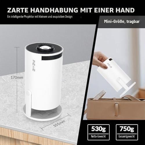 HY300PRO Mini Beamer 4K, Auto Horizontale Korrektur, 180° Drehbar, WiFi 6 + BT 5.0, Android 11.0, Ou