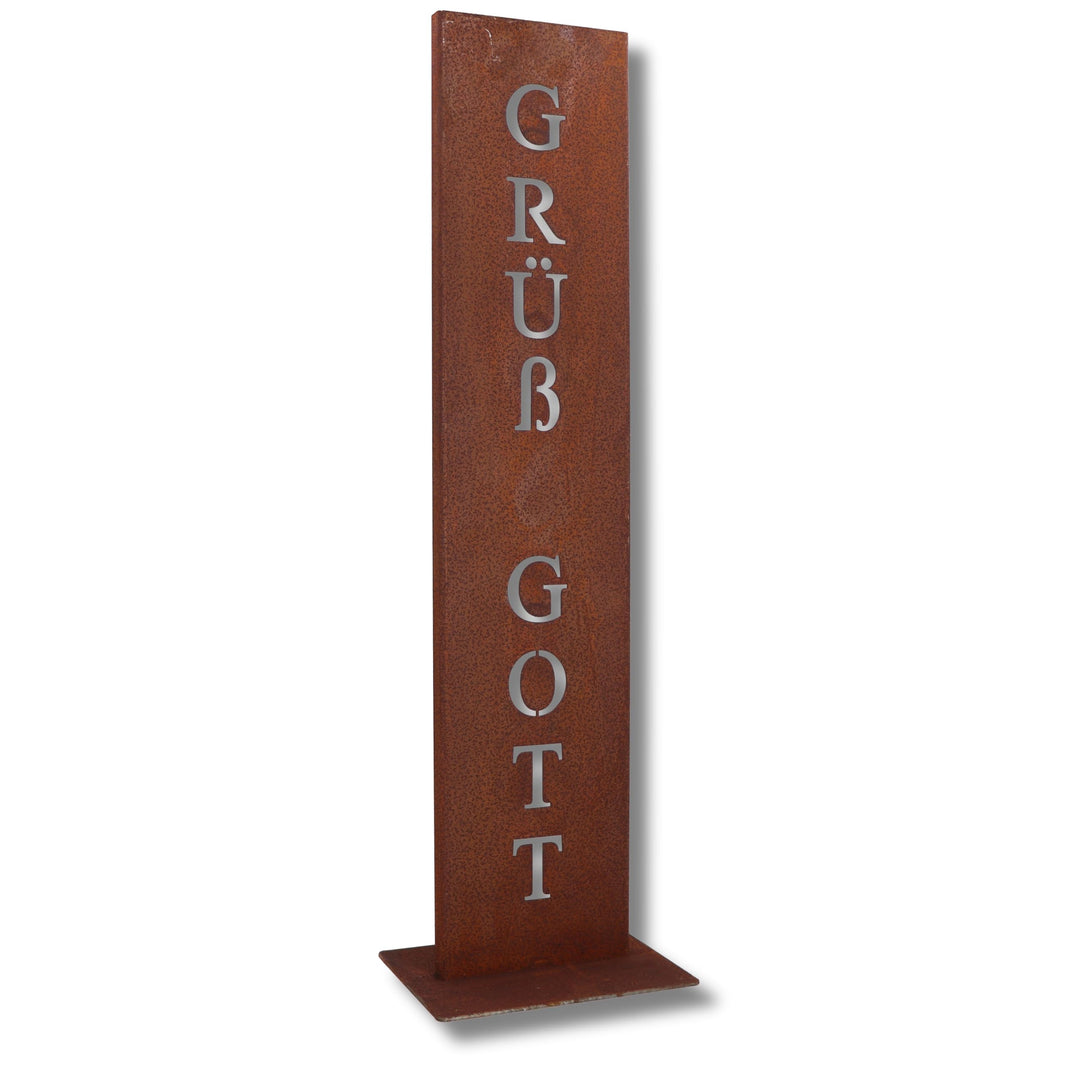 Rostikal Grüss Gott 71 cm Rost Schild Gartendeko Edelrost, Grüss Gott 71 cm