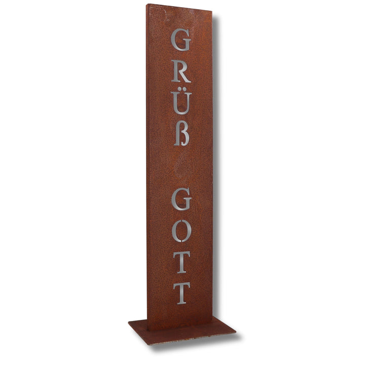 Rostikal Grüss Gott 71 cm Rost Schild Gartendeko Edelrost, Grüss Gott 71 cm