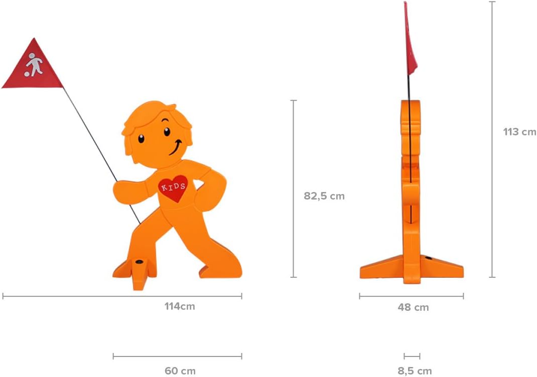 StreetBuddy - Warnfigur mit Fahne, reflektierender Warnaufsteller für Kindersicherheit - Achtung lan