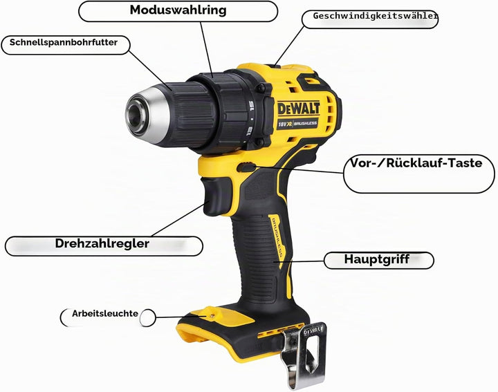 DEWALT DEWDCD708N DCD708N XR Bürstenloser Kombi-Bohrer, 18 V, blanke Einheit, Schwarz-Gelb