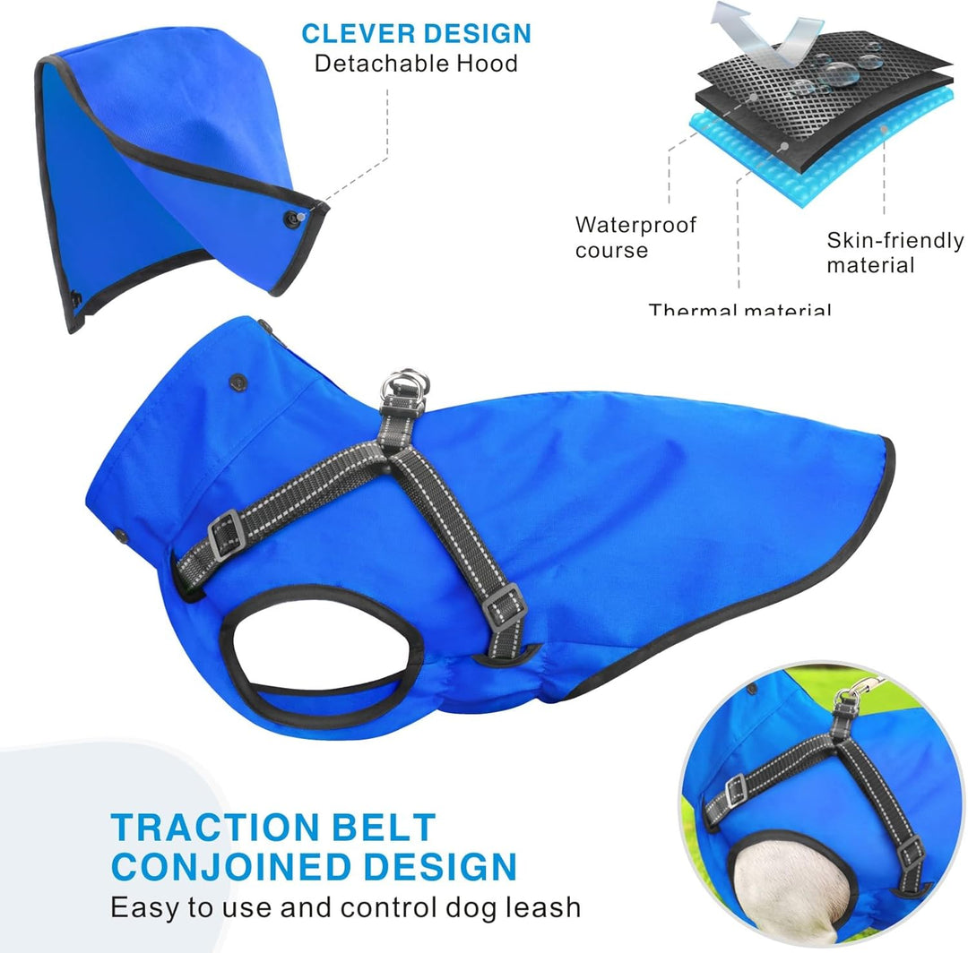 Mosucoirl Hunde Regenmantel Wasserdichter Hunde Kapuzenpullover Reflektierender Hund Regenmantel mit