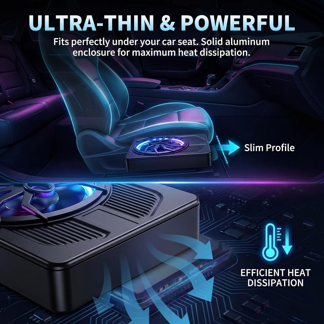 Aktiv Subwoofer für Auto, 800W Ultradünner 10 Zoll Subwoofer mit integriertem Verstärker, Tiefpassfi