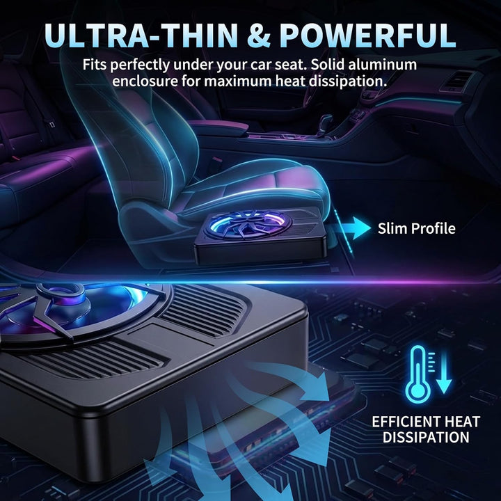 Aktiv Subwoofer für Auto, 800W Ultradünner 10 Zoll Subwoofer mit integriertem Verstärker, Tiefpassfi