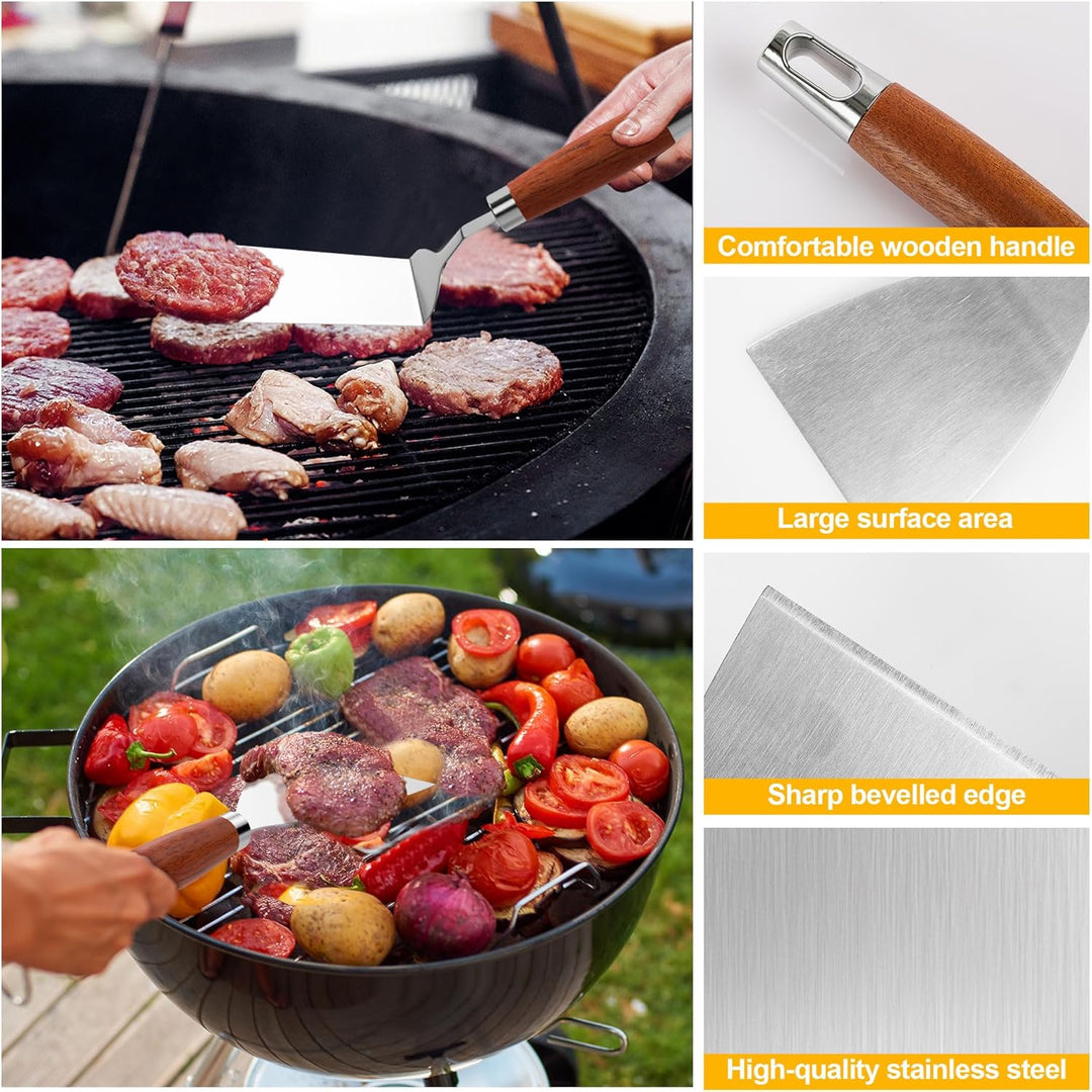 Gimars Grillspachtel Set 3 Stück Plancha Spachtel Plancha Zubehör mit Gross Grillwender Pizza Spacht