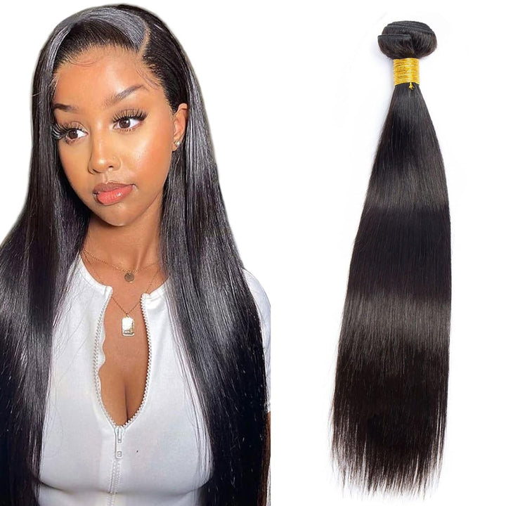 Huarisi Echthaar Haarverlängerungen 1 Bündel 20 Zoll, Straight Hair Single Bundle Remy Human Hair 10