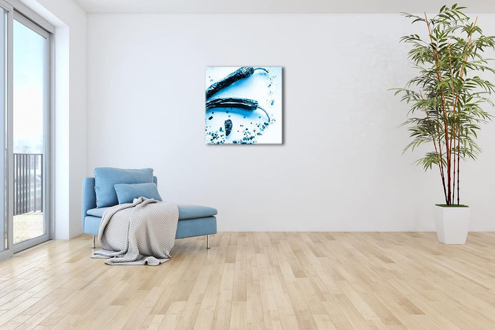 getrocknete extrem scharfe Peperoni Format: 60x60 Effekt: Monocrome Blau als Leinwandbild, Motiv fer