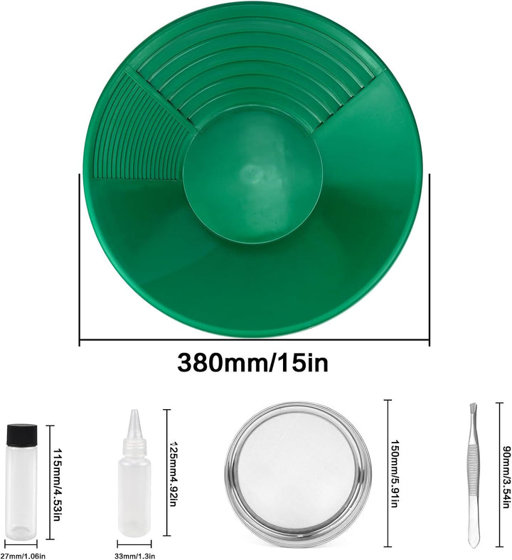 AFAIK Goldwaschpfanne Set Kunststoff Goldpfanne für Goldwaschen 38,5x8,5cm | Goldsucher Set Goldwann