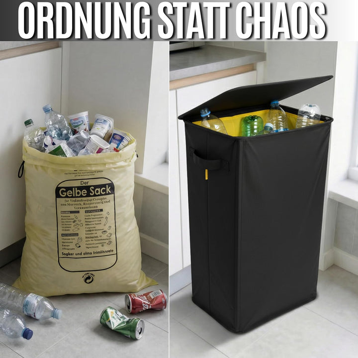 Gelber Sack Ständer 90L – Stabiler Müllsackständer für Gelbe Säcke 60–120L mit Halteclips & Metallra