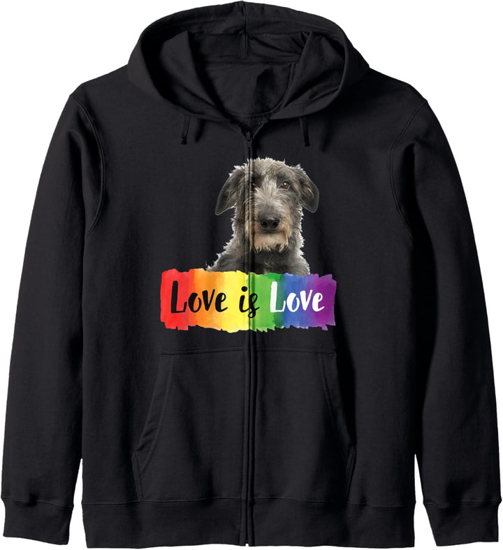 Love is Love Rainbow Dog Schottischer Deerhound Kapuzenjacke