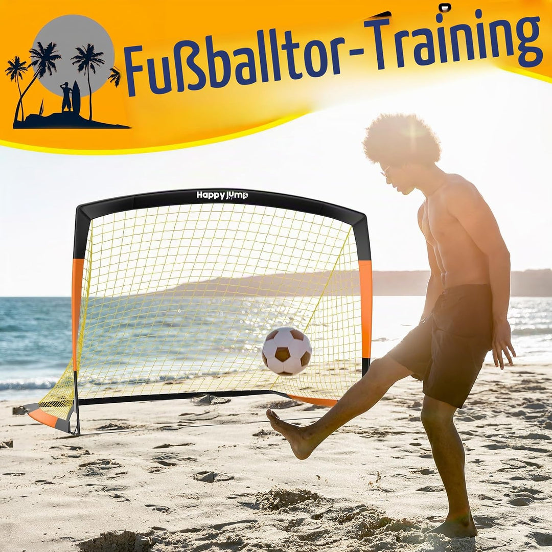 Happy Jump Fussballtor 3x2.2FT, 4x3FT, 5x3.6FT, 7x5FT Pop-Up Fussballtraining für den Garten Schwarz