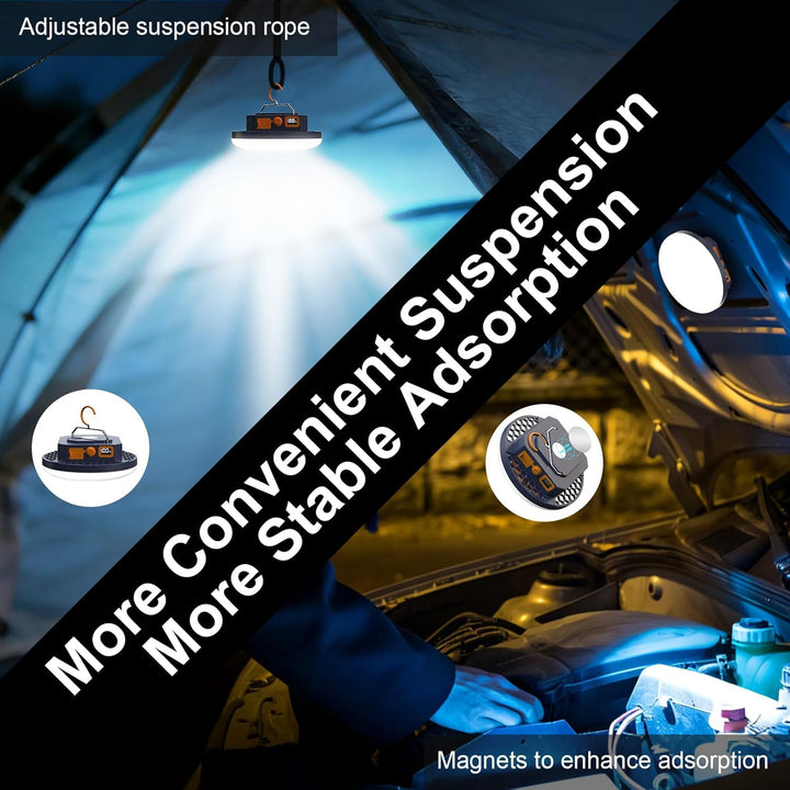 Campinglampe LED 2000 Lumen Camping Laterne mit 9900mAh Powerbank Aufladbar Zeltlampe, Suchscheinwer