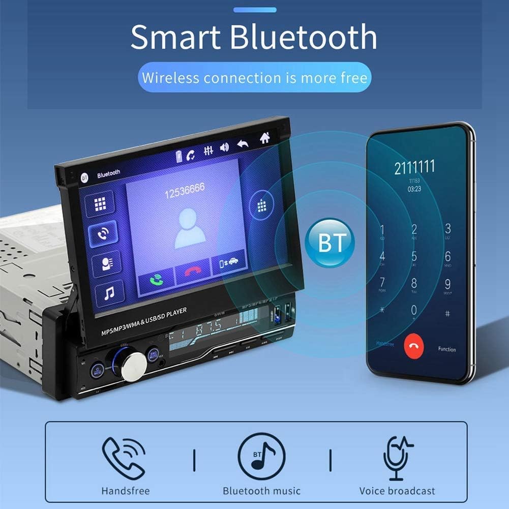 2DIN Autoradio mit Bildschirm ausfahrbar, 7 Zoll Auto Multimedia MP5 Player unterstützt USB/AUX/TF,