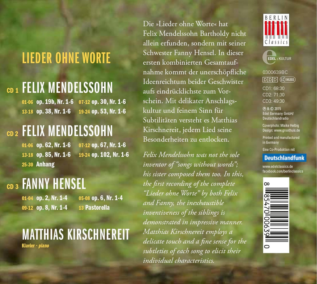 Lieder Ohne Worte, Audio-CD
