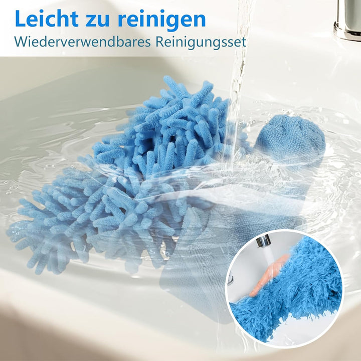 Terafeels 310 cm 5 Stück Staubwedel Lang Teleskop Waschbar, mit 1 Biegbare Eckbesen und 1 Chenille S
