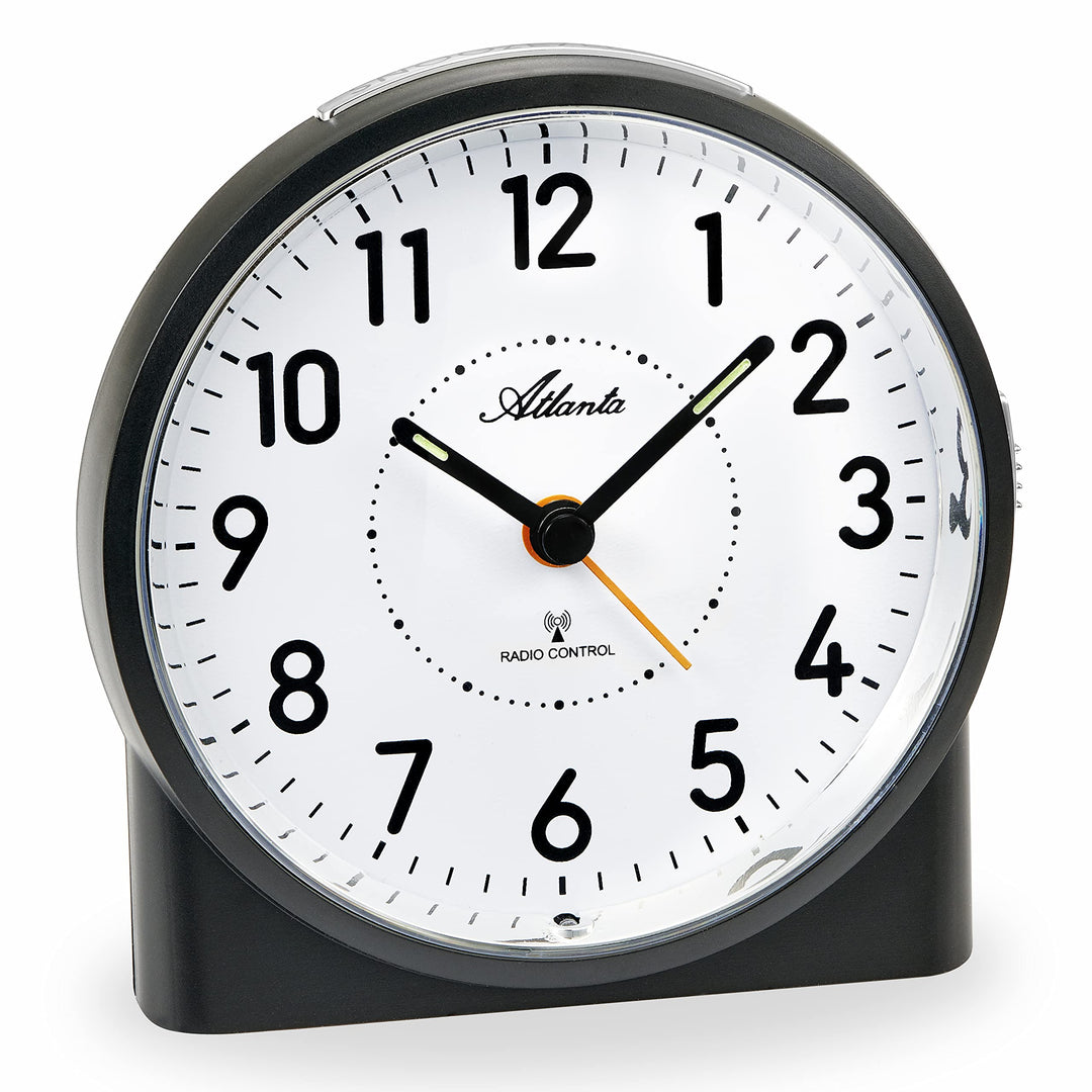 Atlanta Grosser Funkwecker Analog Licht Snooze Crescendo Zahlen - 1843/7 (Schwarz), Schwarz