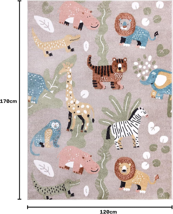 Teppich Fun Africa Kinderteppich für Babyzimmer, Spielteppiche, Kinderzimmer, Moderne, Tiere, Afrika