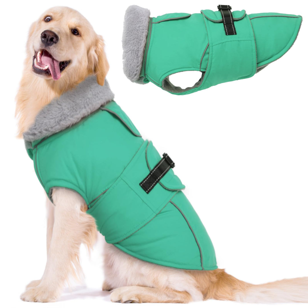 Lelepet Hundemantel Winterweste Reflektierende Fleece Hundejacke für Grosse Hunde Wasserdicht Hundej