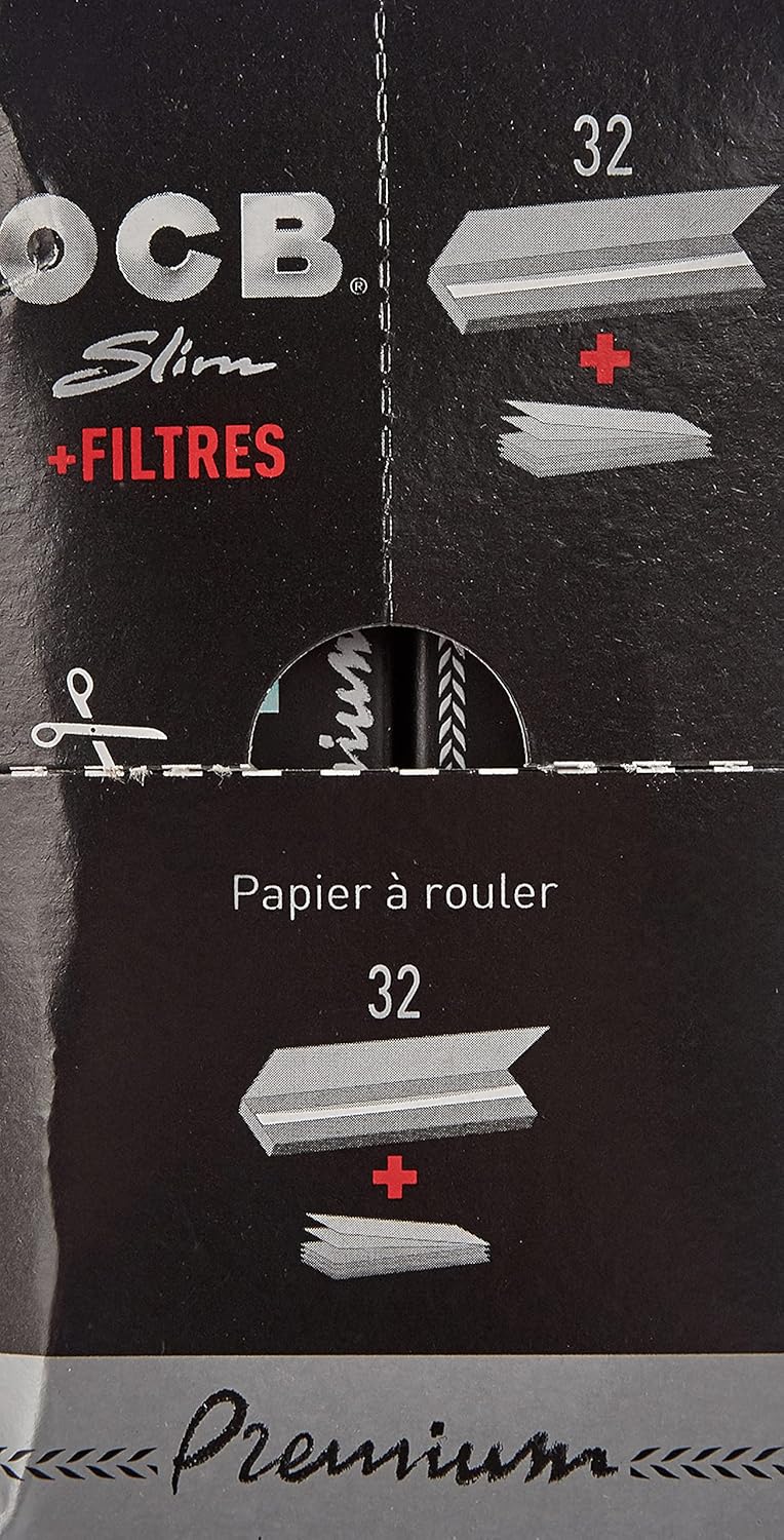 OCB Premium Long Slim Paper schwarz + Tips Zigarettenpapier, Papier, 15 x 15 x 5 cm OCB Schwarz Prem