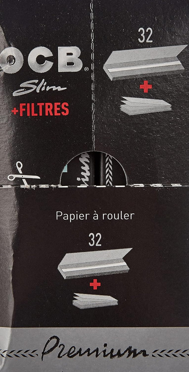 OCB Premium Long Slim Paper schwarz + Tips Zigarettenpapier, Papier, 15 x 15 x 5 cm OCB Schwarz Prem