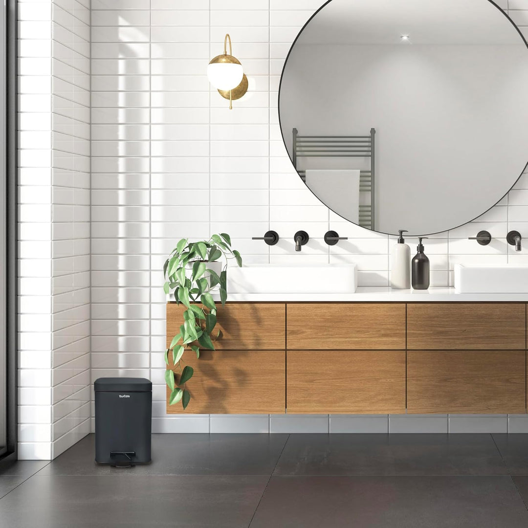 YourCasa® Mülleimer Bad [5L] - Elegantes Design - Badezimmer Mülleimer Klein - Kosmetikeimer Bad Mül