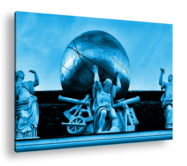 deyoli Atlas Skulptur in Vienna Österreich Format 80x60 Effekt: Monocrome Blau als Leinwandbild, Mot