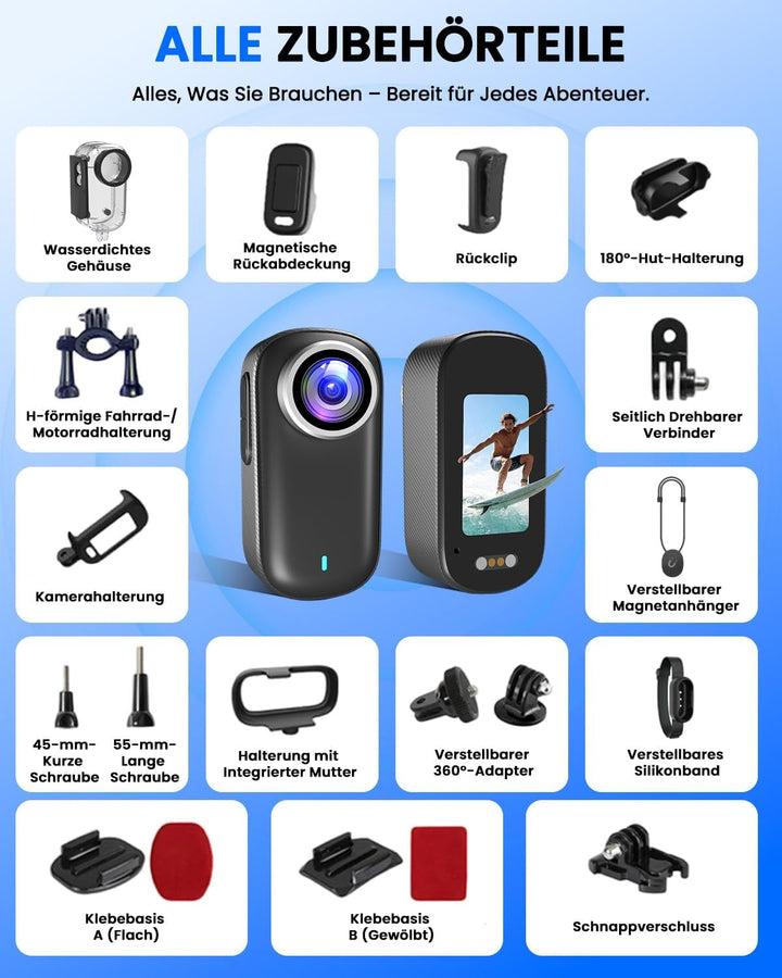 Bextgoo Bodycam, Action Cam 4K, Body Camera WiFi 64GB Dashcam Fahrrad Schwarz, Schwarz