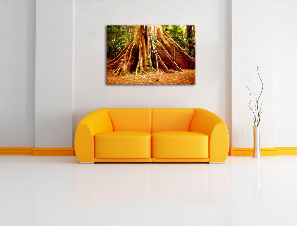 Mächtiger Urwald Baum Deluxe Format: 100x70 cm auf Leinwand, XXL riesige Bilder fertig gerahmt mit K