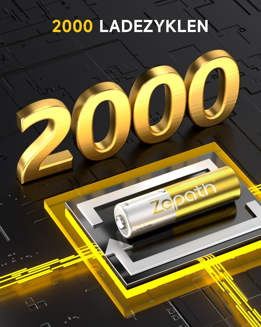 4 x AA Lithium Akkus, Wiederaufladbare 1.5V Li-ion 3600mWh Batterien haben einen konstanten Spannung
