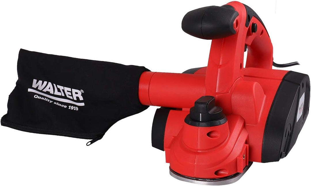 WALTER Elektrohobel 800 W, Hobelbreite 82 mm, Spantiefe 2 mm, Falztiefe 8 mm, inkl. Staubsack