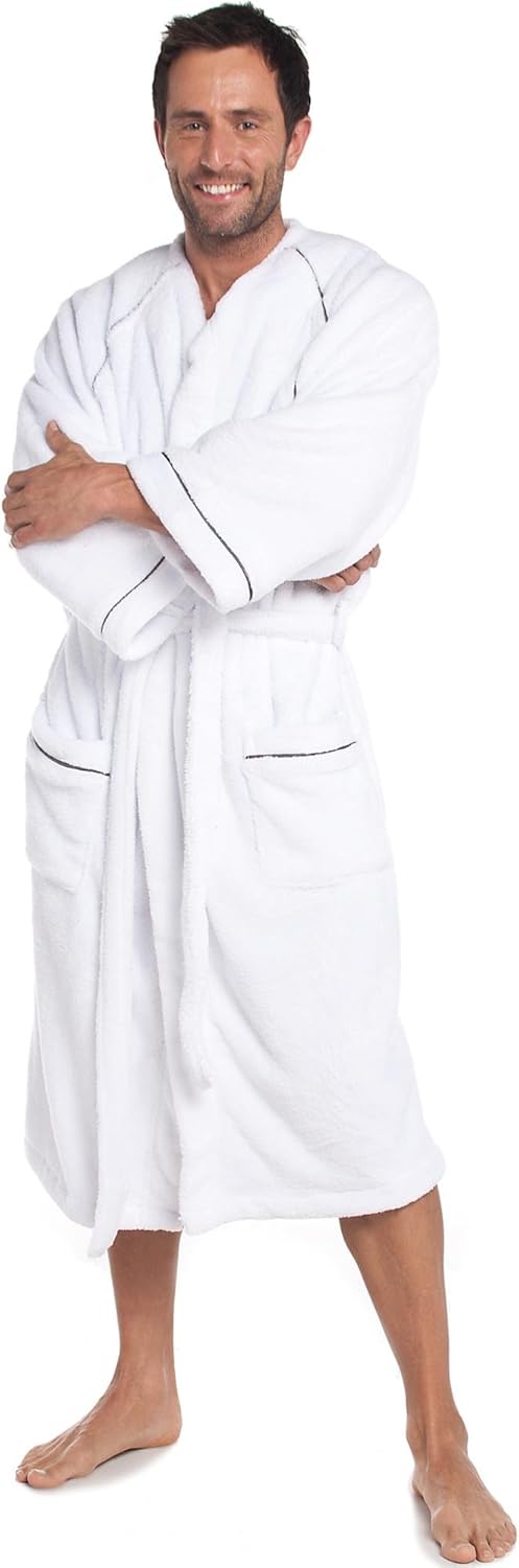 CelinaTex WellSoft Bademantel Kimono Damen Herren M weiss Mikrofaser Morgenmantel Coral-Fleece Sauna